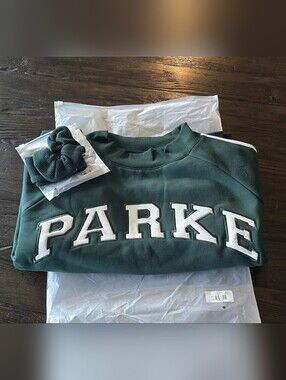 New Parke Sport Forest Green Mockneck Sweatshirt & Matching Waffle Hair set L/XL